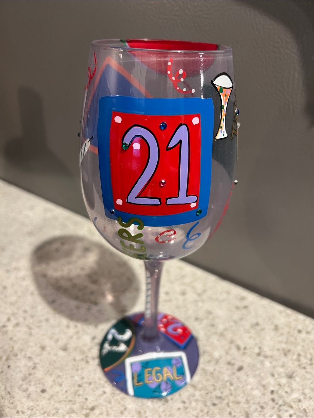Lolita Hand-Painted 21st Birthday Wine Glass